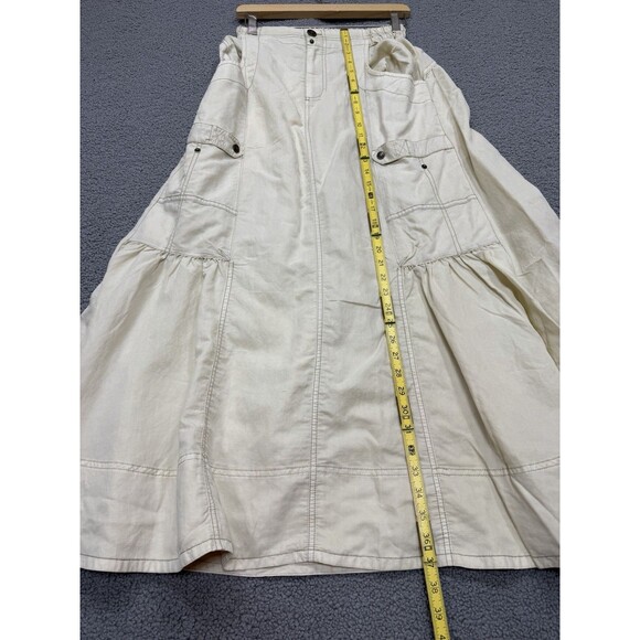 Free People Maxi Skirt Beige Rough Riding Preppy Retro Boho Vacay Small New - Picture 4 of 13